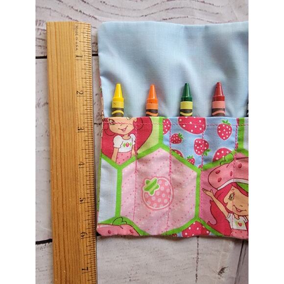 Strawberry Shortcake Crayon Holder Wallet Cotton Fabric Handmade - Picture 3 of 6